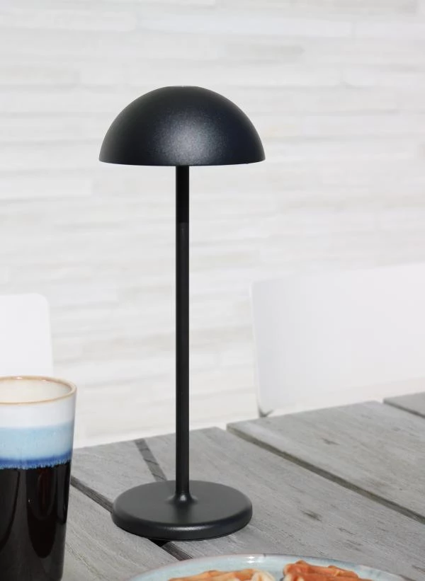 Lucide JOY - Rechargeable Table lamp Indoor/Outdoor - Battery pack/batteries - Ø 12 cm - LED Dim. - 1x1,5W 3000K - IP54 - Black - ambiance 3